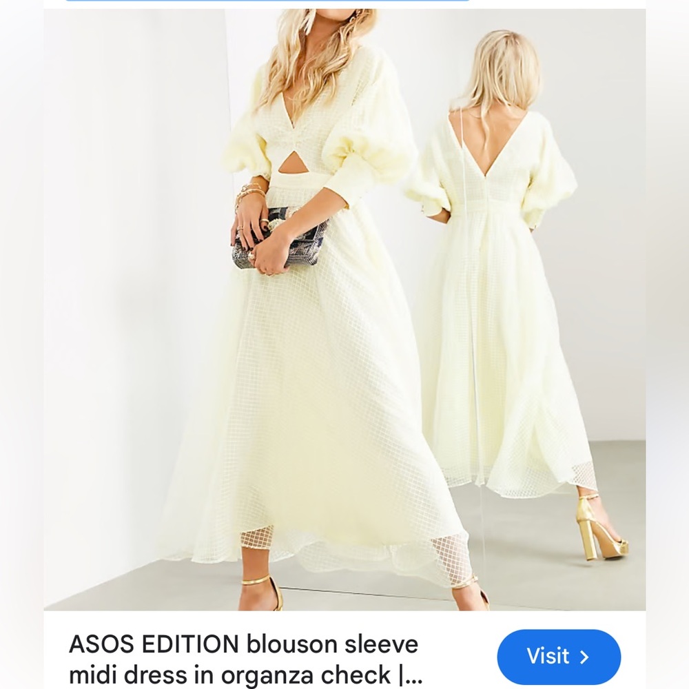 ASOS pale yellow blouson dress in US size 2/UK size6